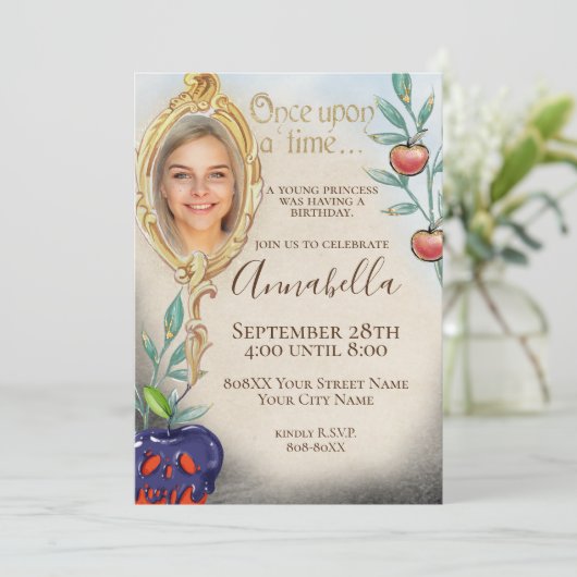 Invitation Fée Enchantée Blanche Neige (Debout devant)