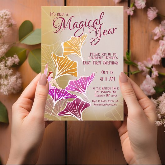 Invitation Fée enchantée Premier Anniversaire Magique