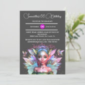Invitation Fée enchantée princesse ailes iridescentes doux 16 (Debout devant)