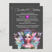 Invitation Fée enchantée princesse ailes iridescentes doux 16 (Devant / Derrière)