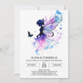 Invitation Fée Enchantée sur mesure fête d'anniversaire (Devant)