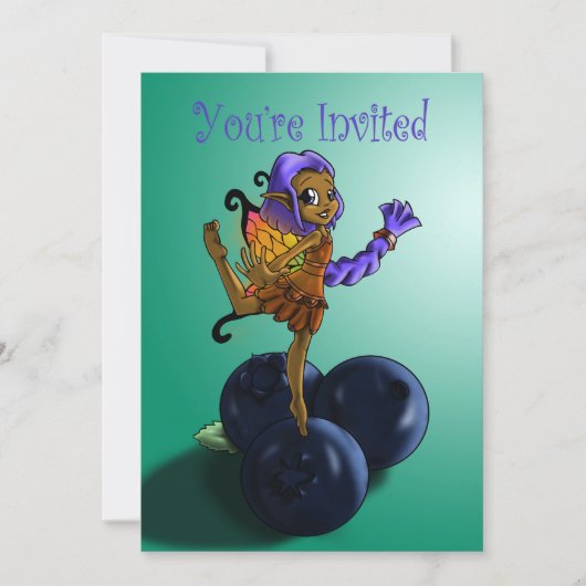 Invitation Fée et bleuets afro-américains (Devant)