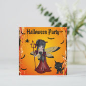 Invitation Fée et chat mignons Halloween de fleur de fille de (Debout devant)