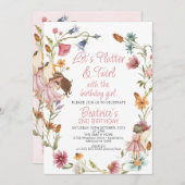 Invitation Fée et couronne Fleur sauvage multicolore (Devant / Derrière)