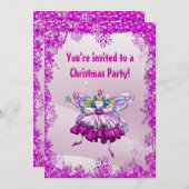 Invitation Fée et séquins de sucre de prune Fête de Noël (Devant / Derrière)