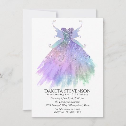 Invitation Fée Ethereal | Rainbow Ombre Pastel Sheen (Devant)