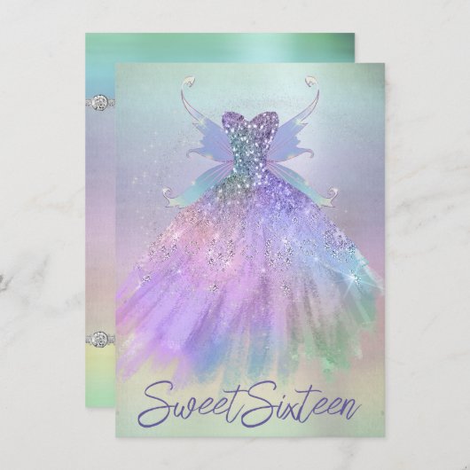 Invitation Fée Ethereal | Rainbow Ombre Pastel Sheen (Devant / Derrière)