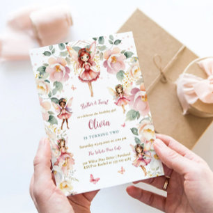Invitation Fée Fille Anniversaire Fantaisie Enchanté Floral