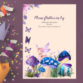 Invitation Fée Fille Champignon Violet Papillon Anniversaire