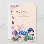 Invitation Fée Fille Champignon Violet Papillon Anniversaire (Dos)