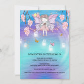 Invitation Fée fille magique phares d'anniversaire papillon (Devant)