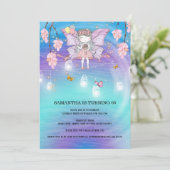 Invitation Fée fille magique phares d'anniversaire papillon (Debout devant)