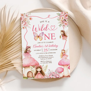 Invitation Fée Filles Florales Fête de 1er Anniversaire