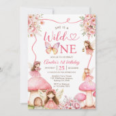 Invitation Fée Filles Florales Fête de 1er Anniversaire (Devant)