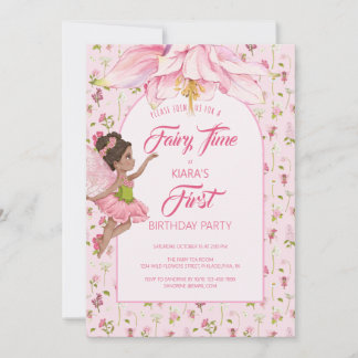 Invitation Fée Fleur Aquarelle Fille Anniversaire