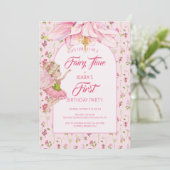 Invitation Fée Fleur Aquarelle Fille Anniversaire (Debout devant)