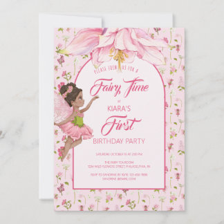 Invitation Fée Fleur Aquarelle Fille Anniversaire
