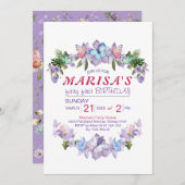 Invitation Fée Fleur de Pastel Première Fête d'anniversaire 1 (Devant / Derrière)