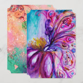 INVITATION FÉE FLEUR FANTAISISTE MIGNONNE EN PINK, ÉCLAIRS D' (Devant / Derrière)