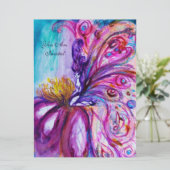 INVITATION FÉE FLEUR FANTAISISTE MIGNONNE EN ROSE, PAILLETTES (Debout devant)