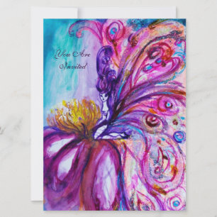 INVITATION FÉE FLEUR MIGNONNE ET FANTAISISTE EN ROSE, ÉCLATS 