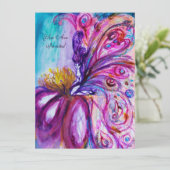 INVITATION FÉE FLEUR MIGNONNE ET FANTAISISTE EN ROSE, PAILLET (Debout devant)