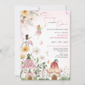 Invitation Fée Fleur sauvage colorée Princesse 1er anniversai (Devant)