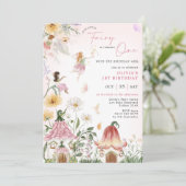 Invitation Fée Fleur sauvage colorée Princesse 1er anniversai (Debout devant)