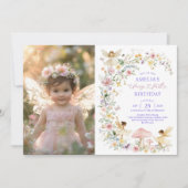 Invitation Fée Fleur sauvage délicieuse Premier 1er anniversa (Devant)