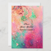 INVITATION FÉE FLEUR WHIMSICALE MIGNONNE EN ROSE, ÉCLAIRS D'O (Dos)