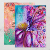 INVITATION FÉE FLEUR WHIMSICALE MIGNONNE EN ROSE, ÉCLAIRS D'O (Devant / Derrière)