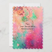 INVITATION FÉE FLEUR WHIMSICALE MIGNONNE EN ROSE, ÉCLATS D'OR (Dos)