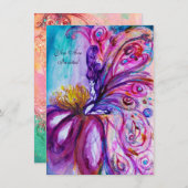 INVITATION FÉE FLEUR WHIMSICALE MIGNONNE EN ROSE, ÉCLATS D'OR (Devant / Derrière)