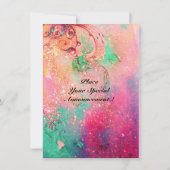 INVITATION FÉE FLEUR WHIMSICALE MIGNONNE EN ROSE, ÉCLATS D'OR (Dos)