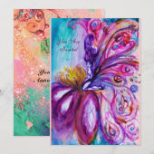 INVITATION FÉE FLEUR WHIMSICALE MIGNONNE EN ROSE, PAILLETTES (Devant / Derrière)