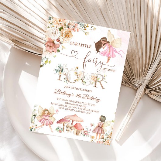Invitation Fée Floral Papillon magique Anniversaire