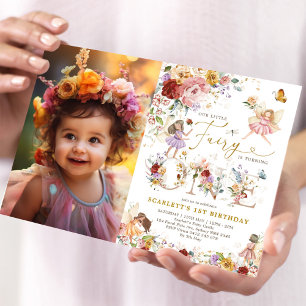 Invitation Fée florale colorée Premier anniversaire Garden Pa