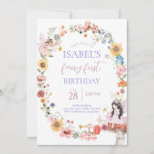Invitation Fée Florale de Printemps Premier Anniversaire (Devant)