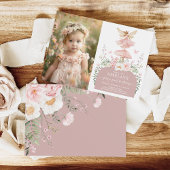 Invitation Fée florale enchantée première photo d'anniversair