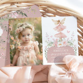 Invitation Fée florale enchantée première photo d'anniversair