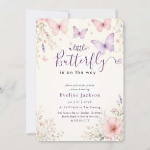 Invitation Fée Florale Fête de Naissance Papillon Lavande