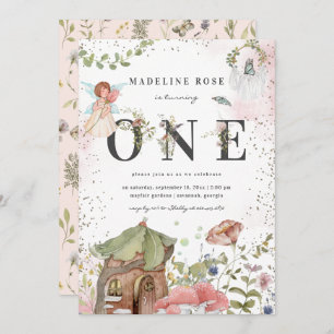 Invitation Fée florale magique 1er anniversaire