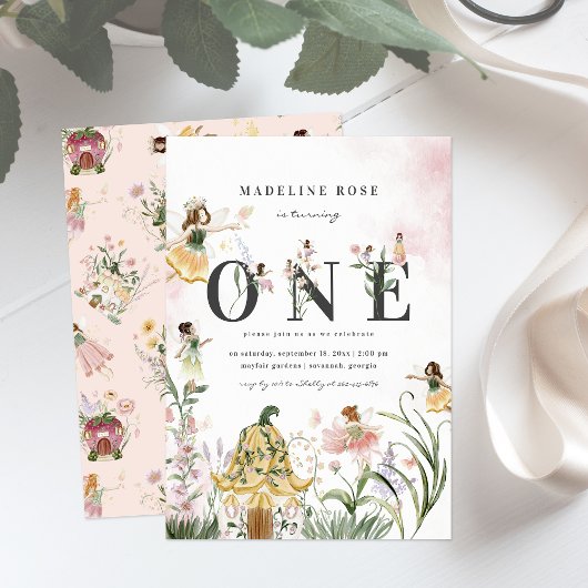 Invitation Fée florale magique 1er anniversaire