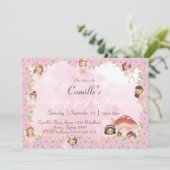 Invitation Fée florale rose blanc 1er anniversaire (Debout devant)