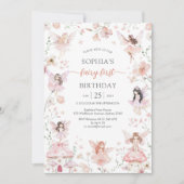 Invitation Fée Flutter et Twirl Premier 1er Anniversaire (Devant)