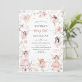 Invitation Fée Flutter et Twirl Premier 1er Anniversaire (Debout devant)