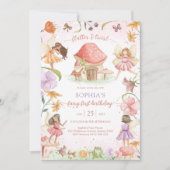 Invitation Fée Flutter et Twirl Premier 1er Anniversaire (Devant)