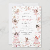 Invitation Fée Flutter et Twirl Premier 1er Anniversaire (Devant)