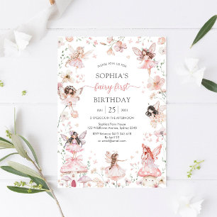 Invitation Fée Flutter et Twirl Premier 1er Anniversaire