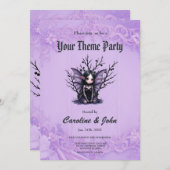 Invitation Fée foncée mignonne avec ailes de chauve-souris. (Devant / Derrière)